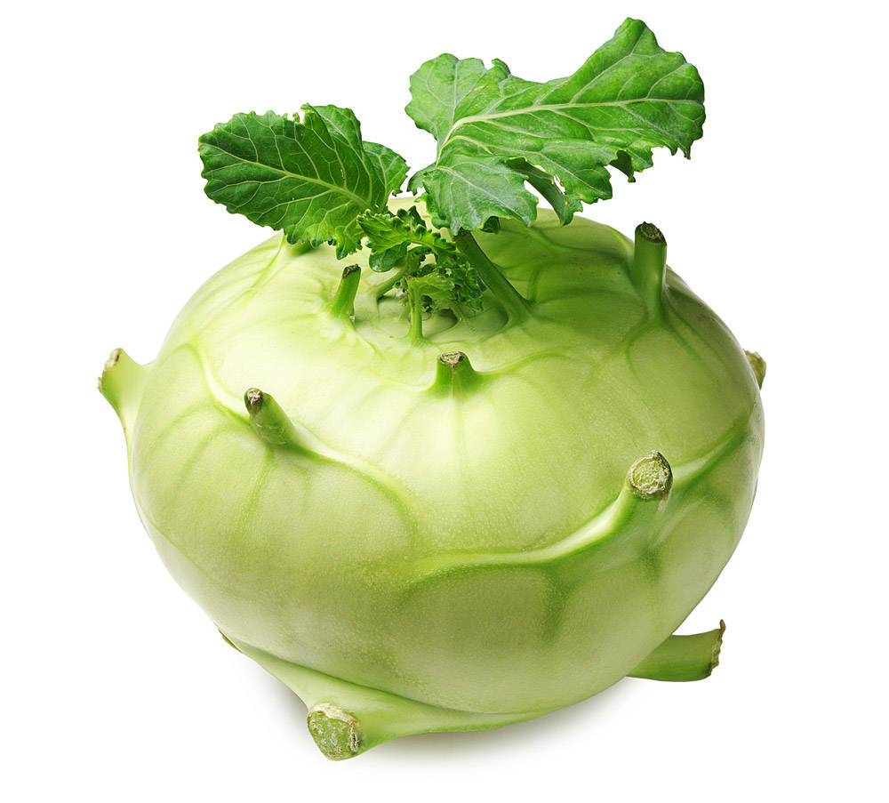 Vegetable Kohlrabi With Tiny Leaf Background