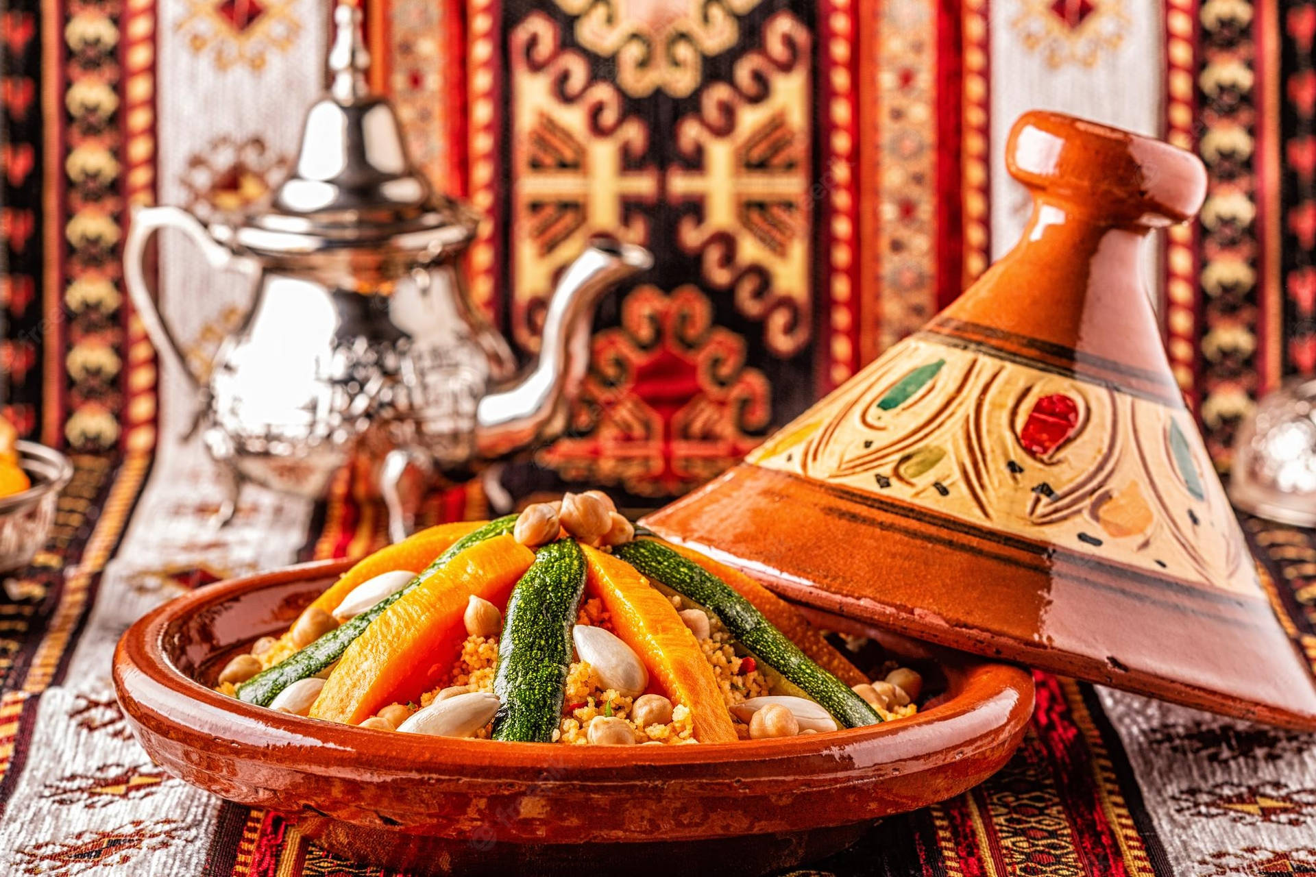 Vegetable Tajine With Almonds Background