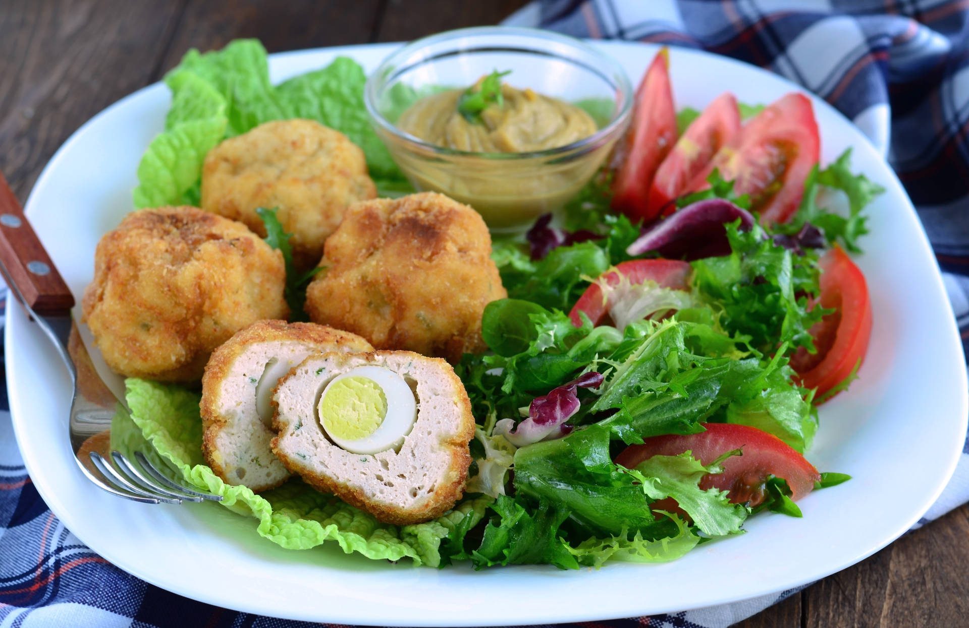 Vegetarian Scotch Eggs With Mustard Sauce Background