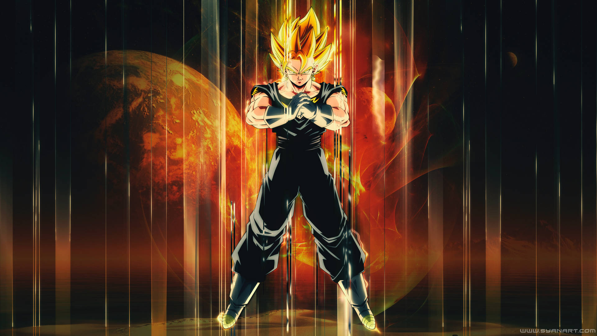 Vegito Cracking His Knucles Background