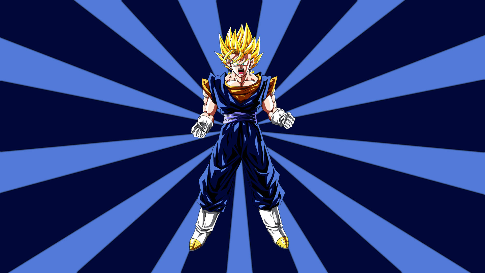 Vegito On Blue Circular Stripes Background