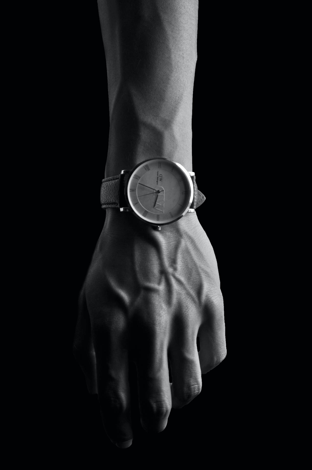 Veiny Hand With Watch Background