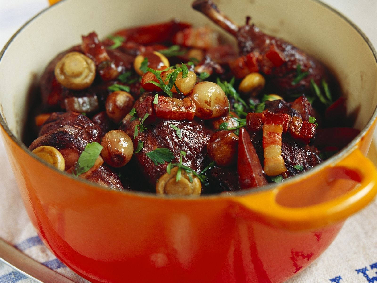 Velvety Textured Coq Au Vin On A Pot