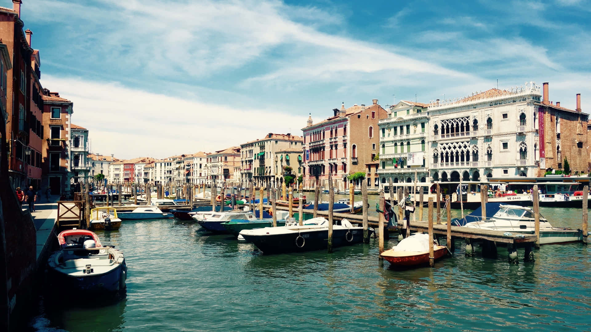 Venetian Canal Boatsand Architecture Background