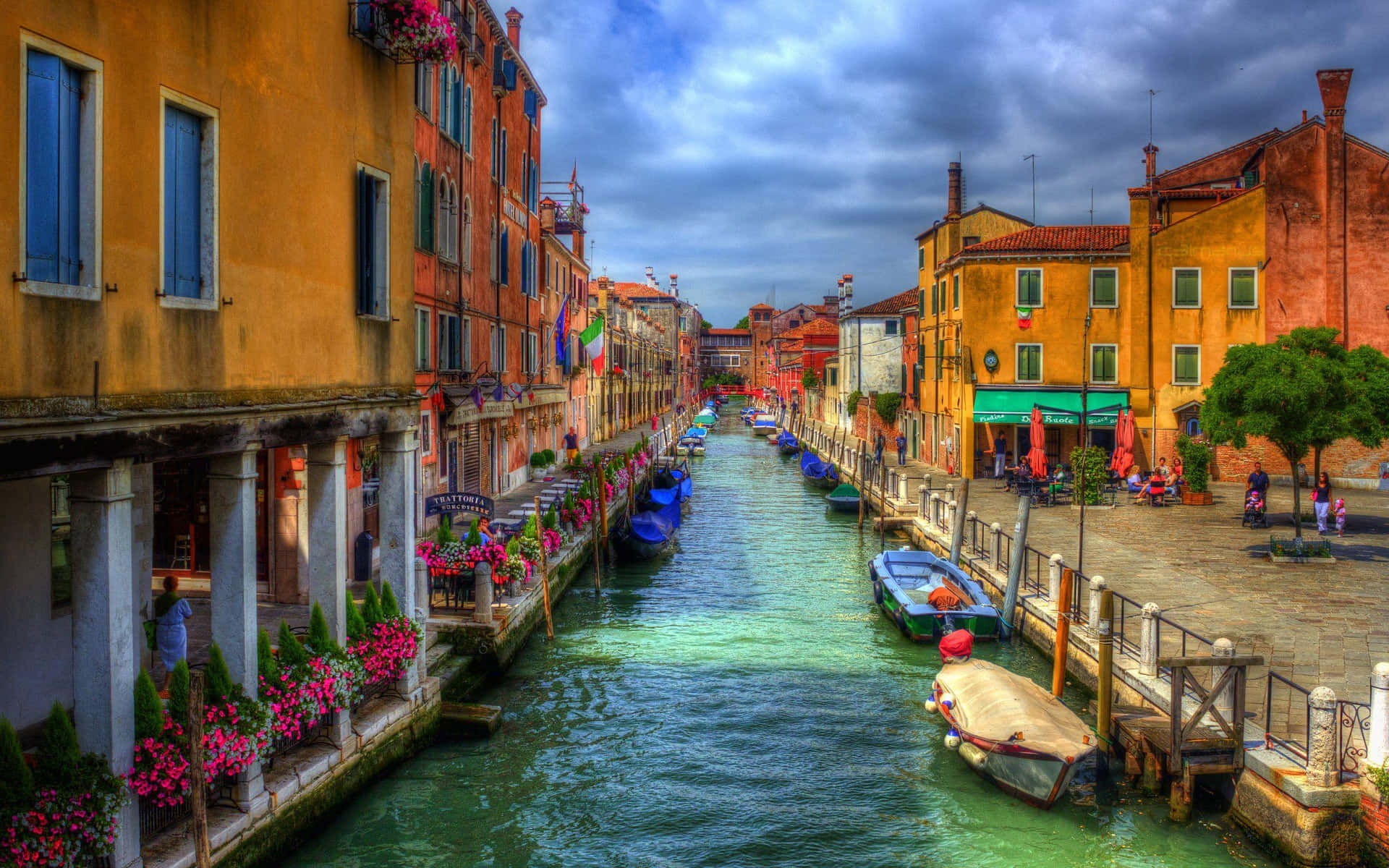 Venetian Canal Charm Venice Italy Background