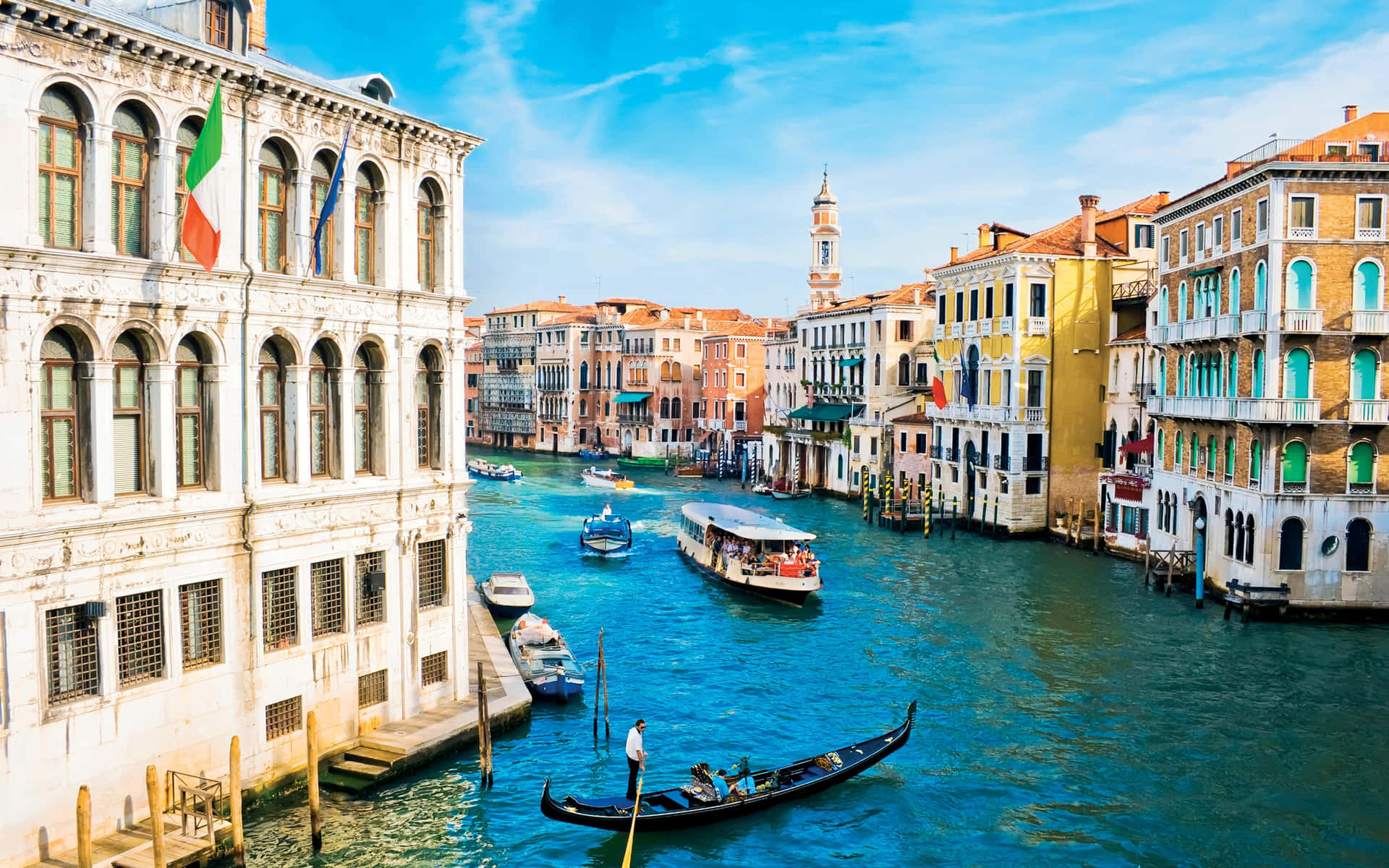 Venetian Canal Gondola Scenery Background