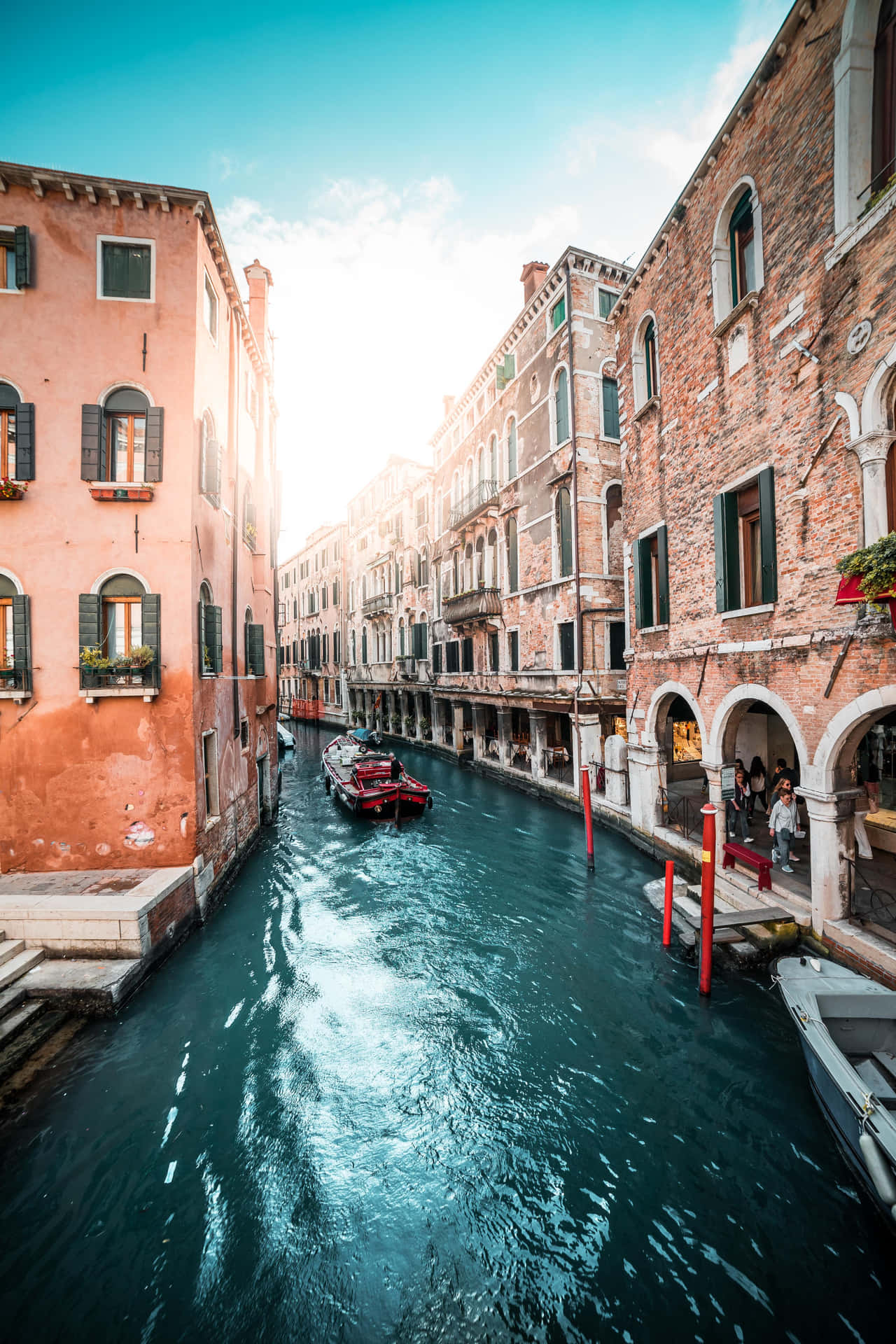 Venetian Canal Sunset Glow Background