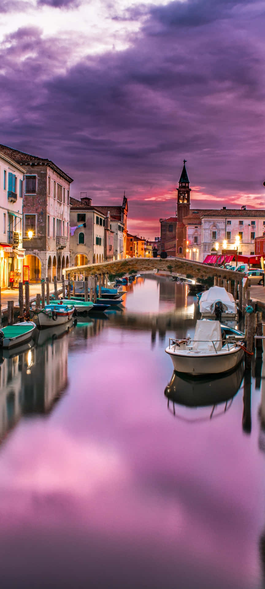 Venetian Canal Sunset Glow Background