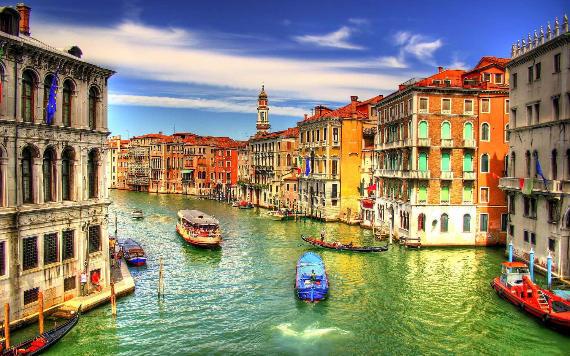 Venetian Canal Sunshine Glow Background