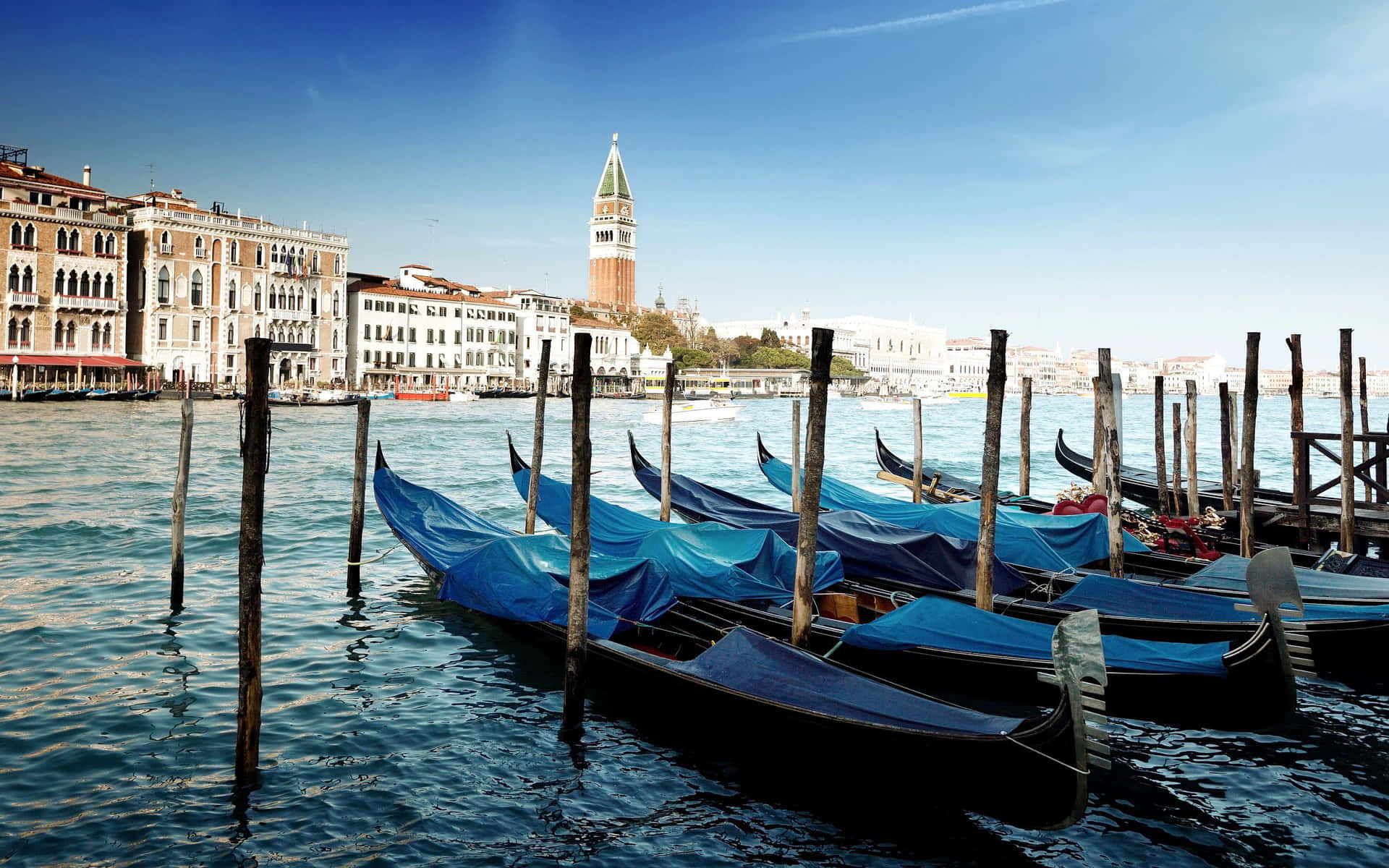 Venetian Gondolasand Campanile View Background