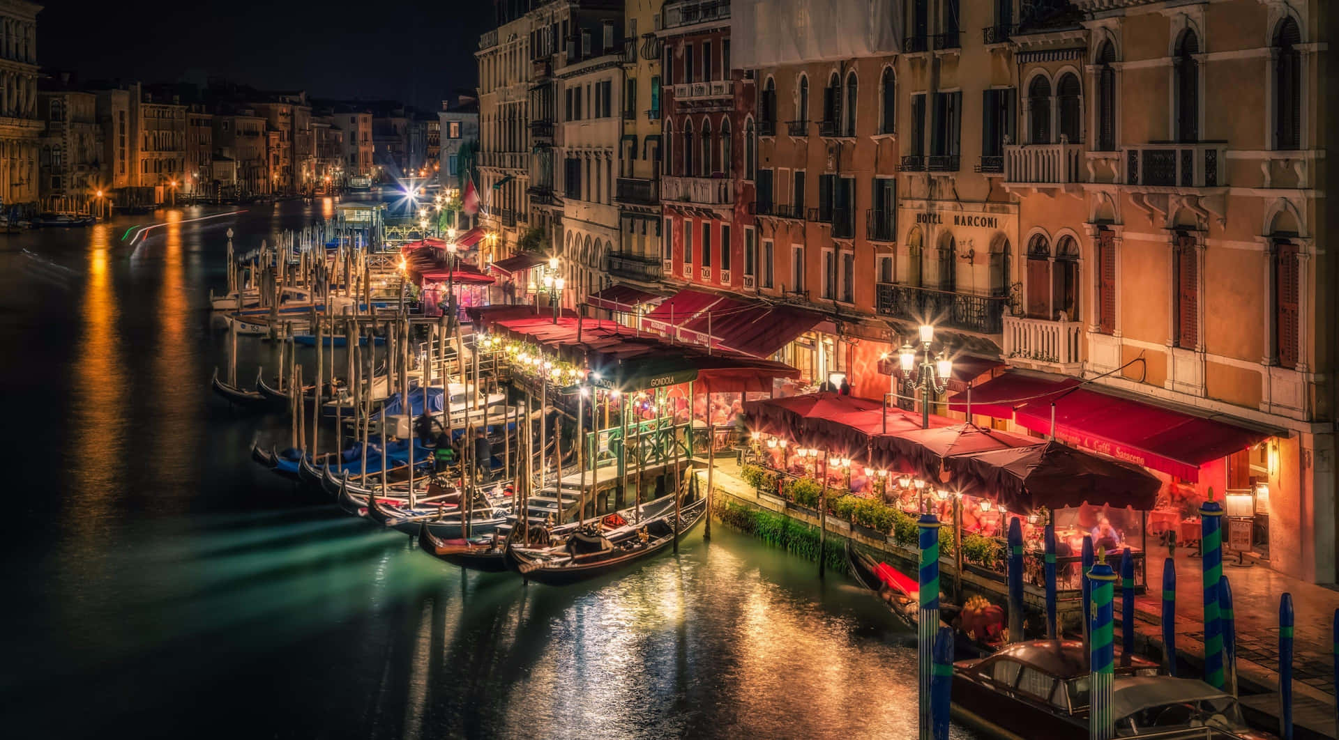 Venetian Nighttime Canal Glow Background