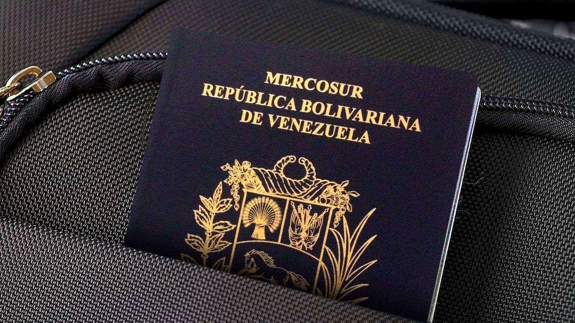 Venezuelan Passport On Bag Background