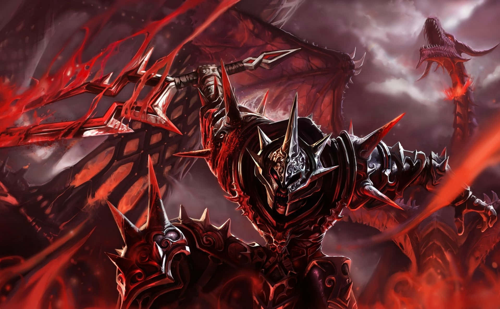 Vengeful Chaos Warrior Dragon Anime Background