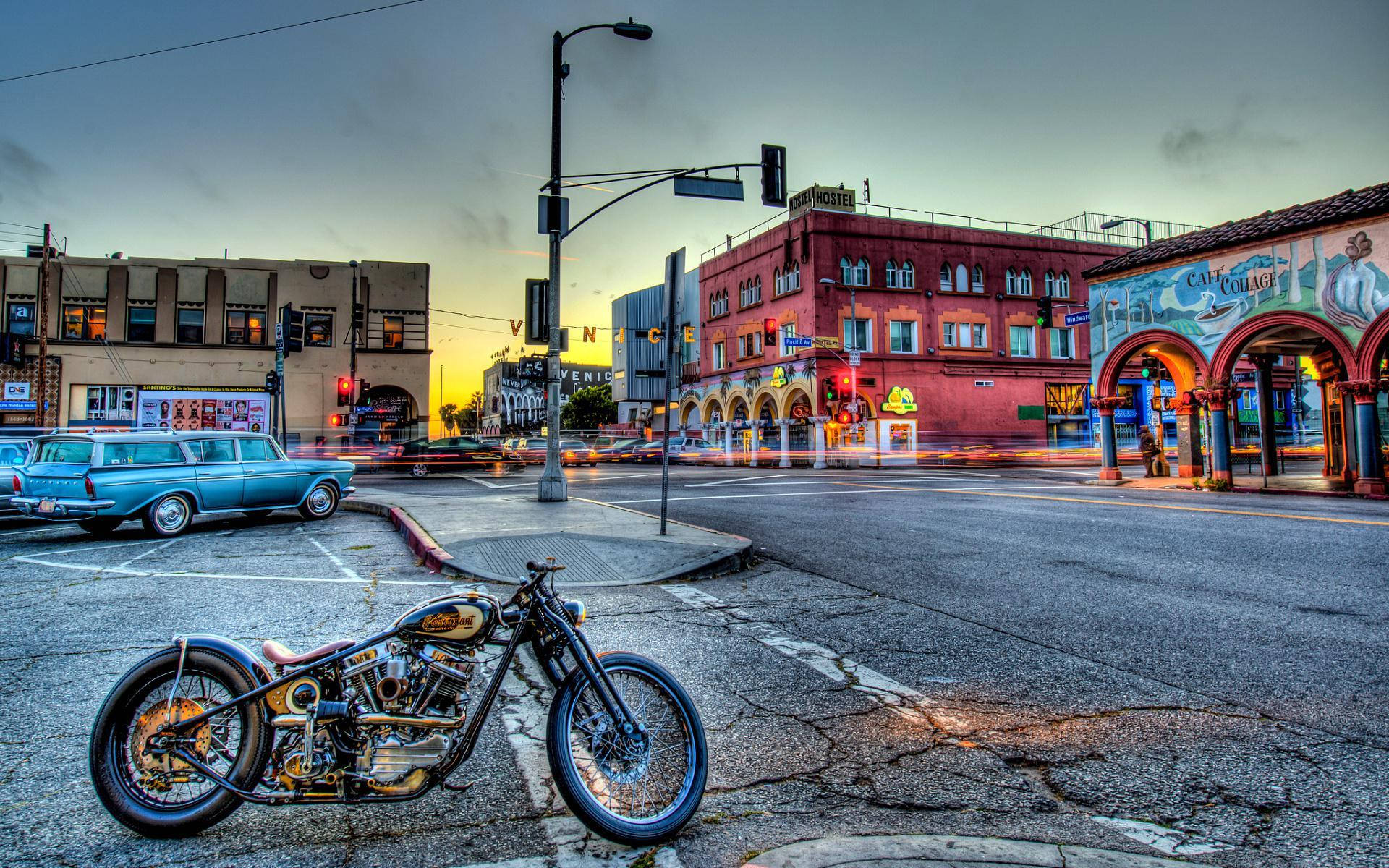 Venice Beach Motorcycle Road Background