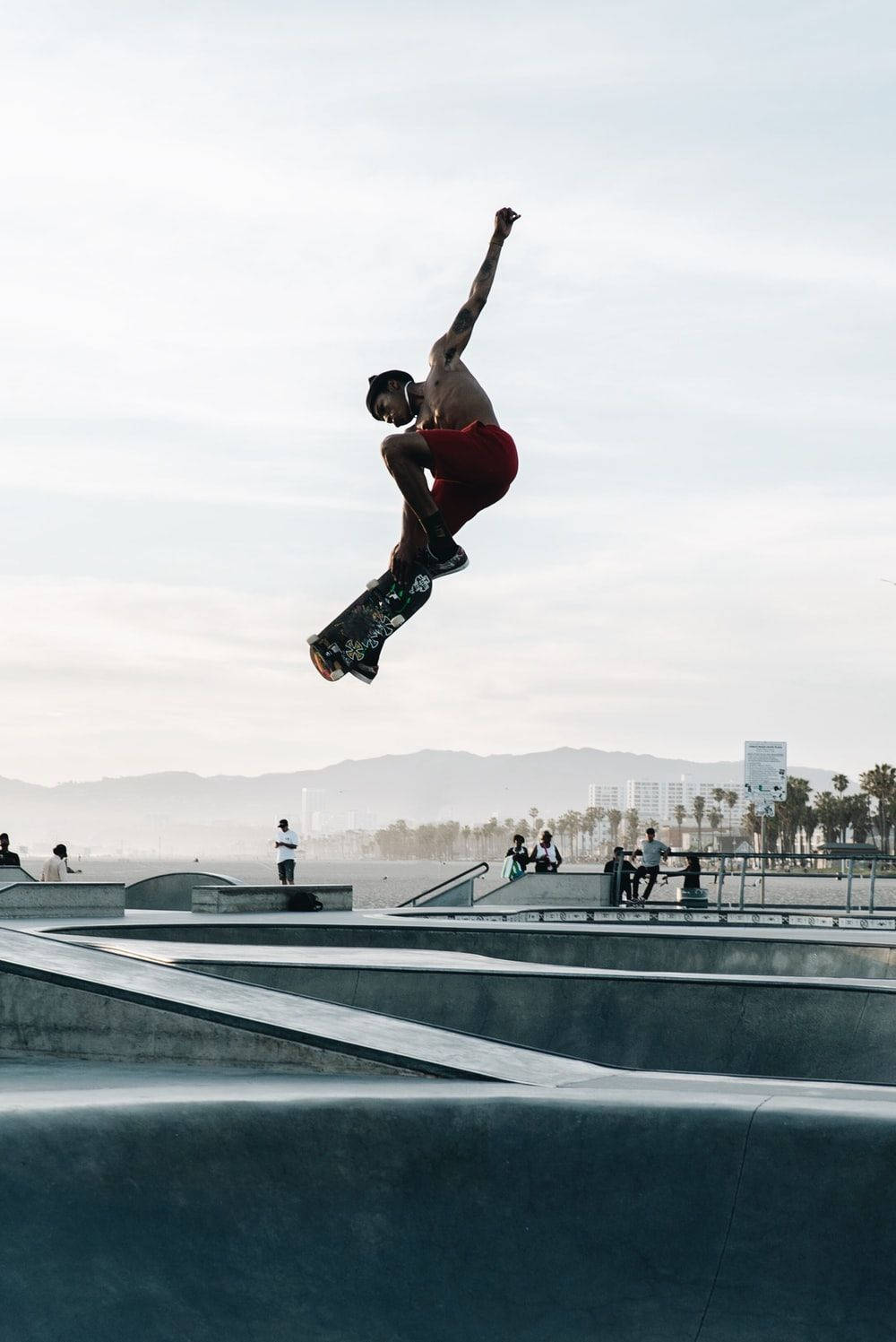 Venice Beach Skatepark California Stunt Skater Aesthetic Background