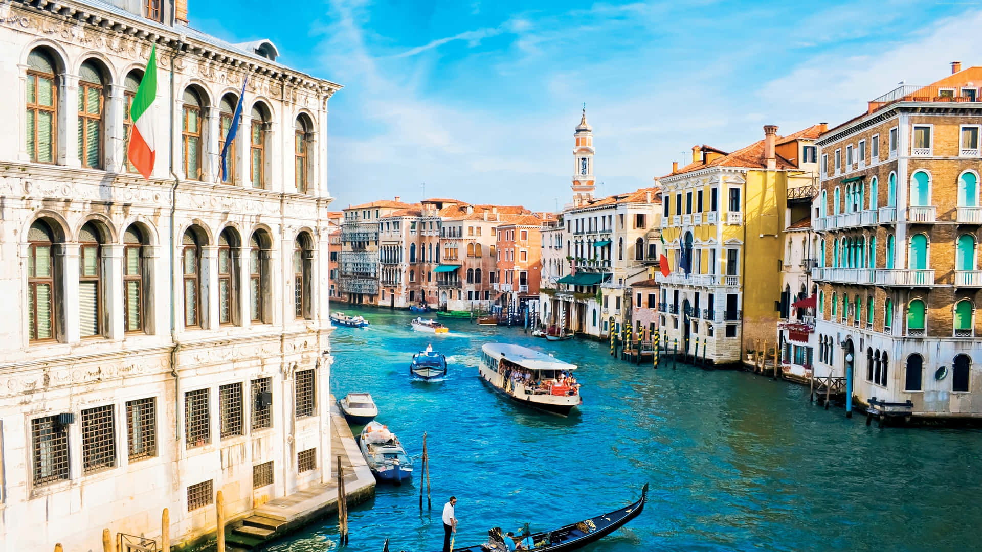 Venice Grand Canal Bustling Waterway Background