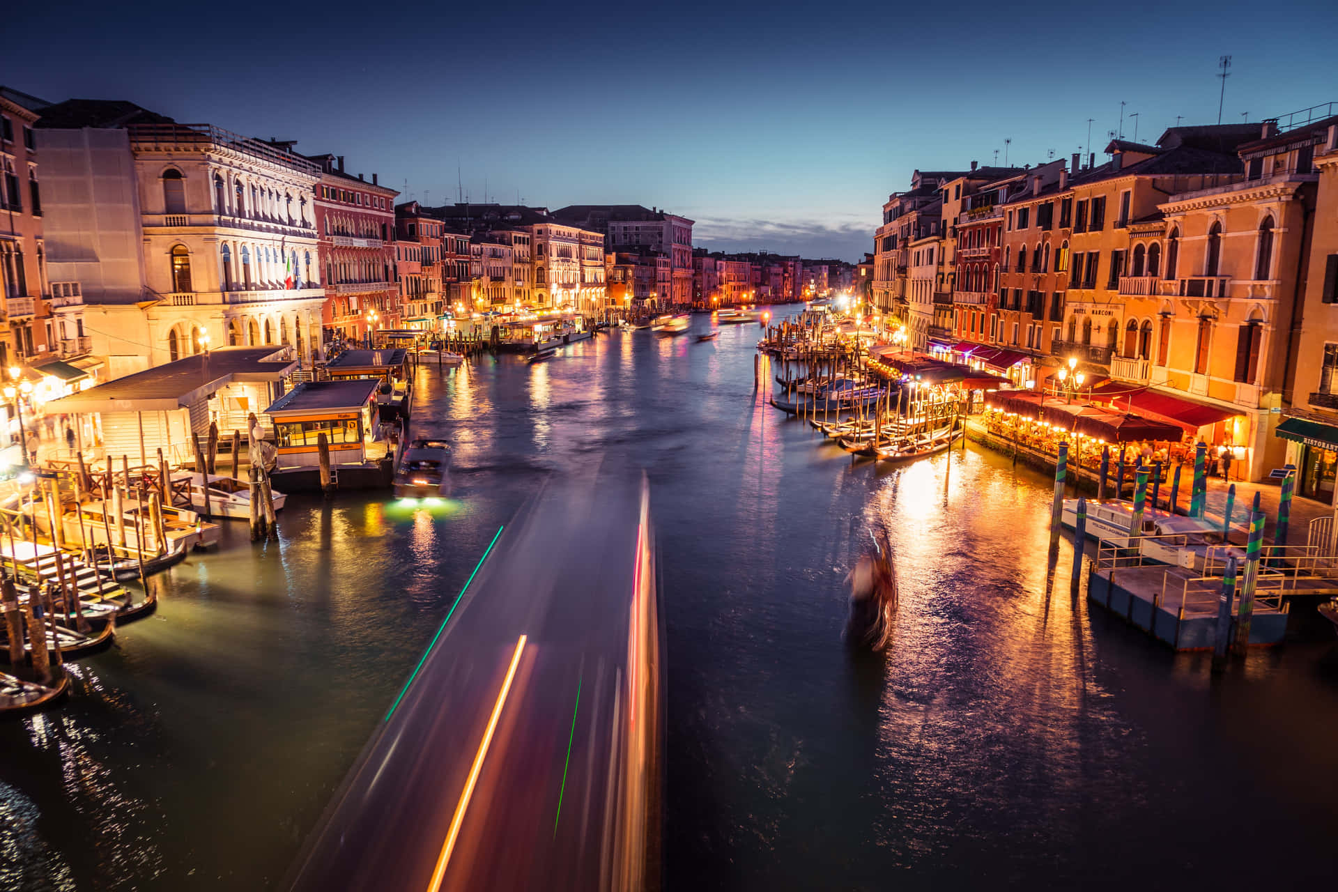 Venice Grand Canal Night Lights Background