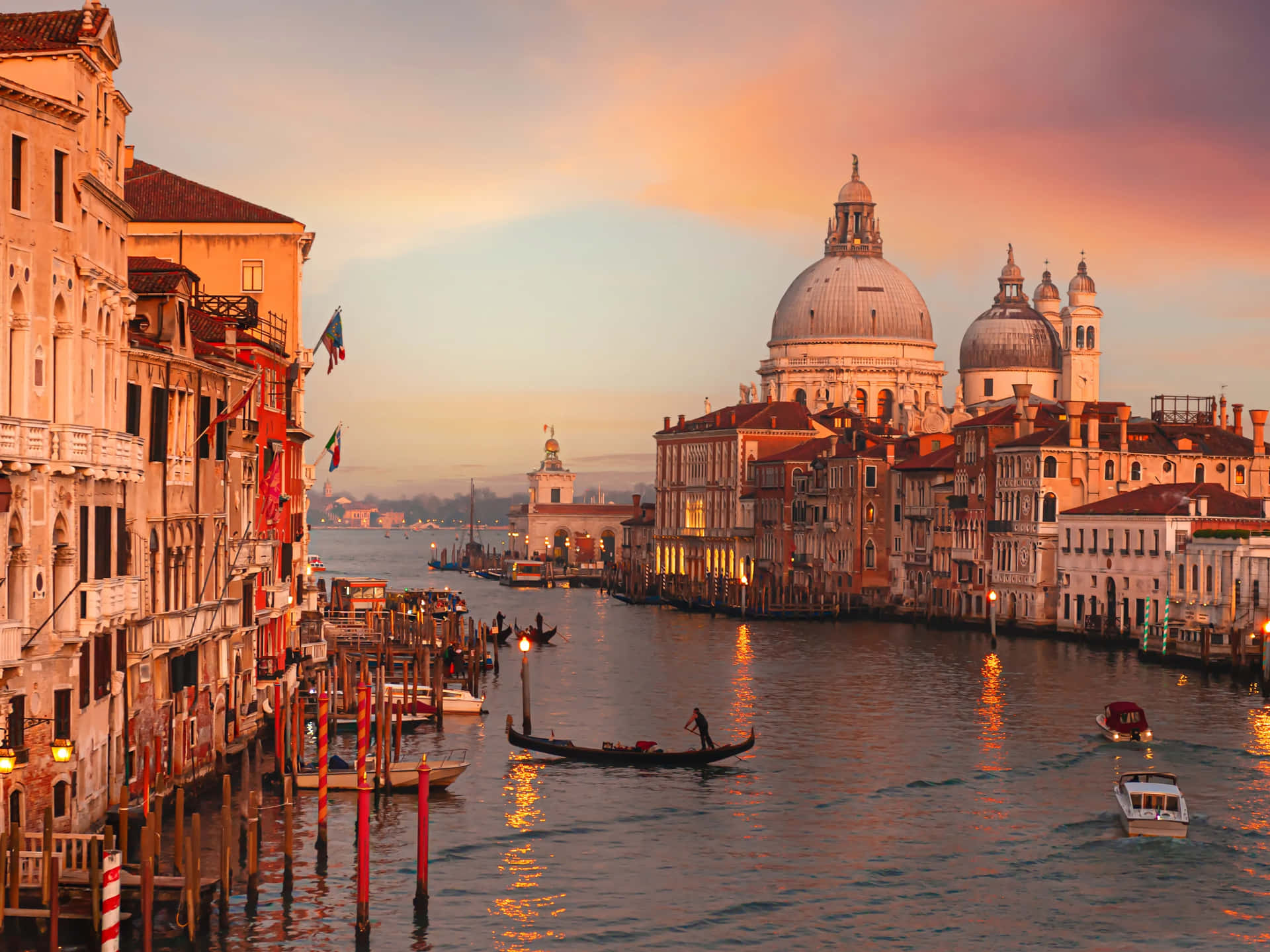 Venice Grand Canal Sunset Background