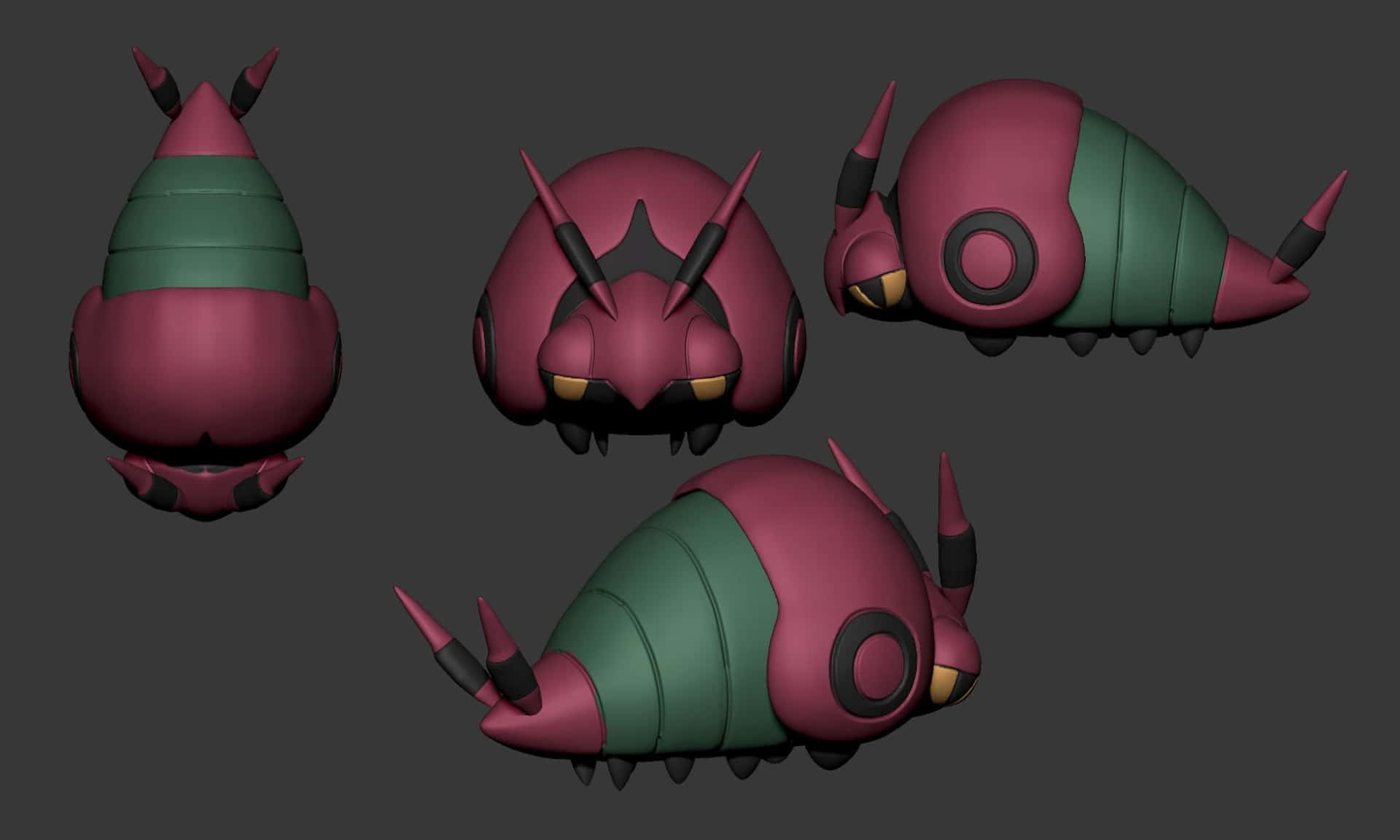 Venipede 3d Different Positions Background