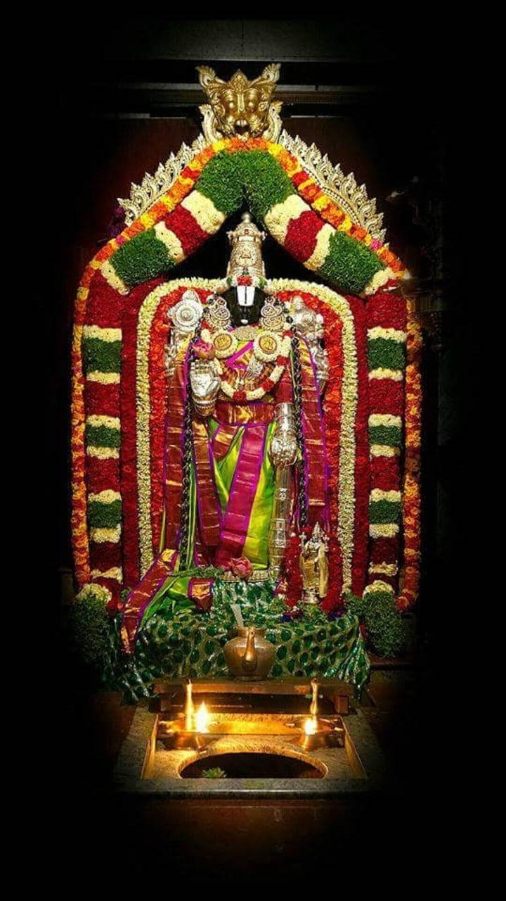 Venkateswara Swamy Floral Hindu Altar