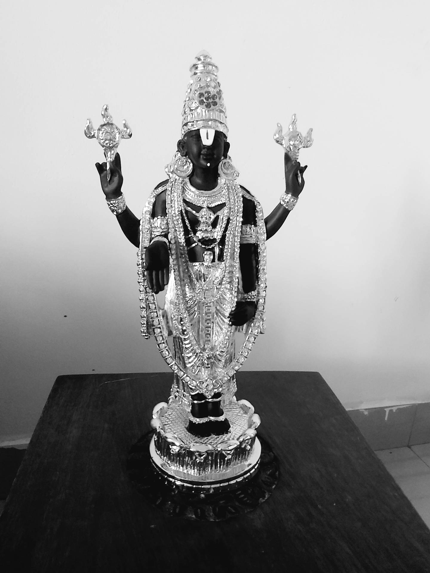 Venkateswara Swamy Greyscale Hindu Statue