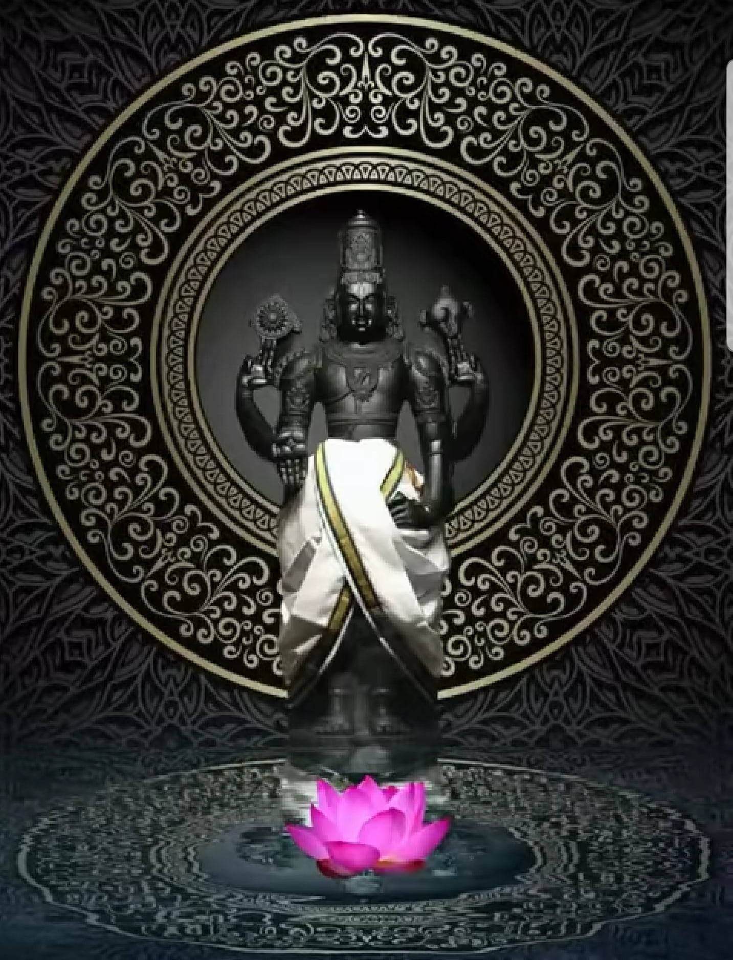Venkateswara Swamy With Pink Indian Lotus