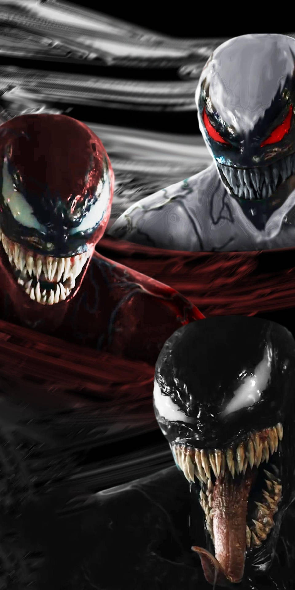 Venom And Carnage Clash In A Chaotic Showdown Background