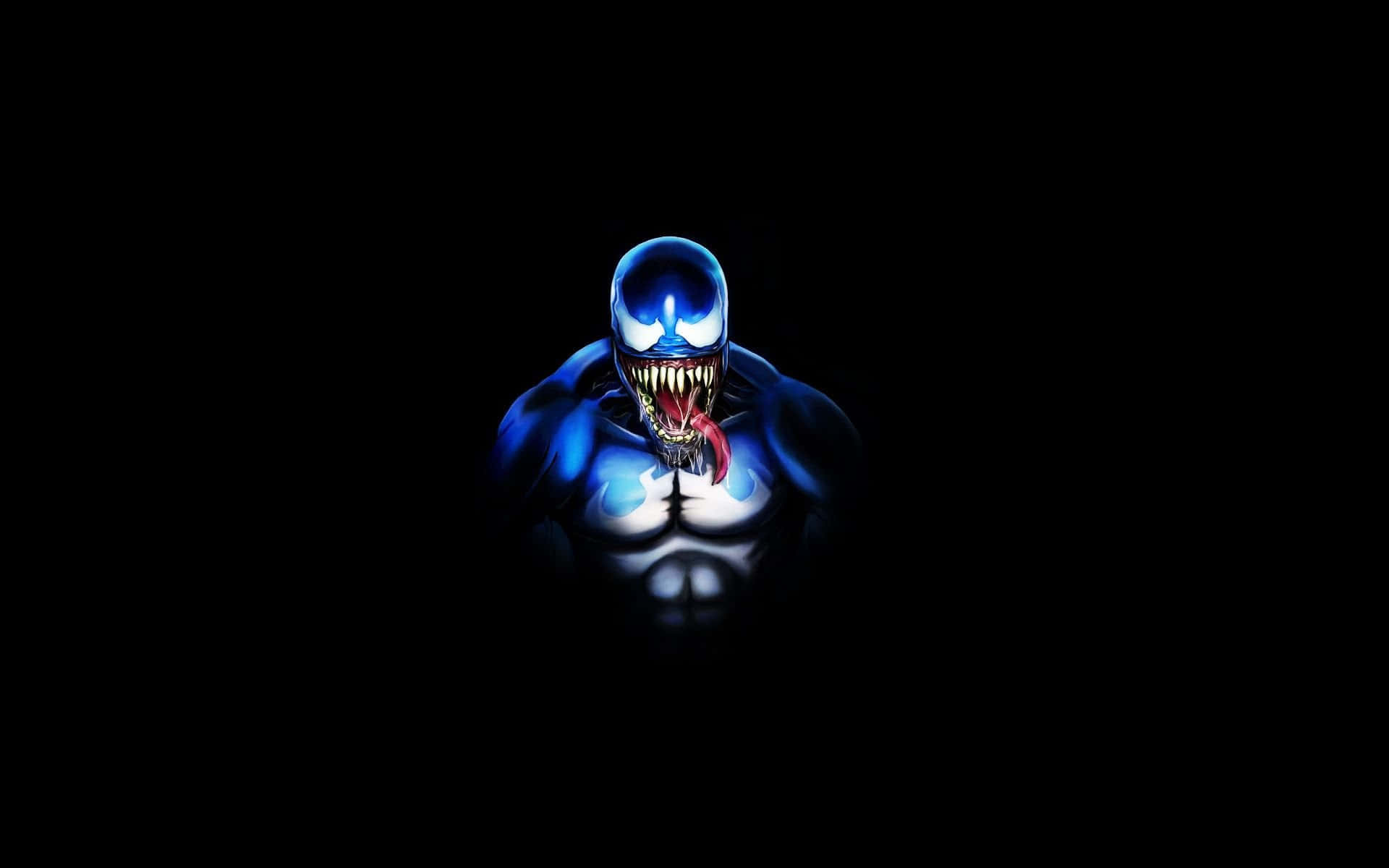 Venom In The Dark With His Mouth Open Background