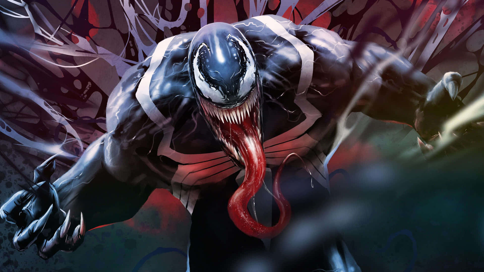Venom Is A Comic Character With A Long Tongue Background