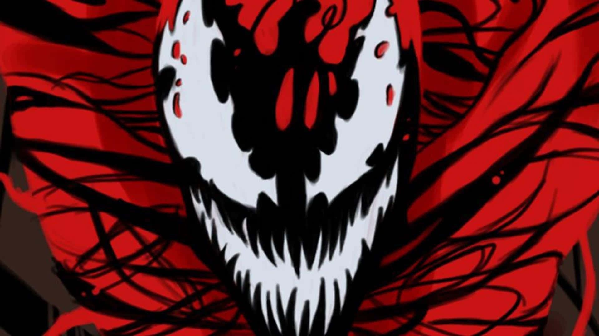 Venom Is A Red And Black Drawing With A Black Mouth