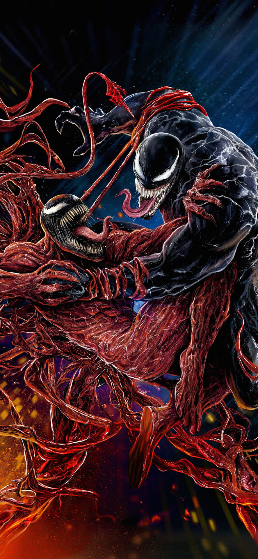 Venom Is Fighting With A Red - Colored Creature Background