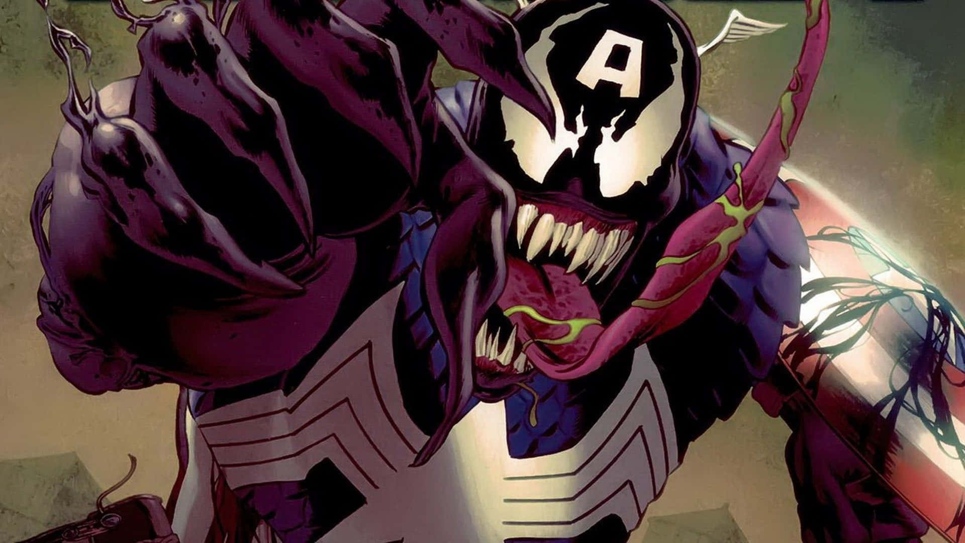 Venom Is Holding An American Flag Background
