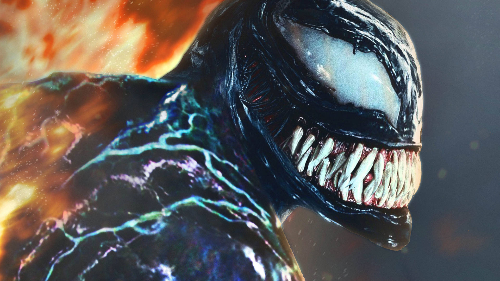 Venom Movie White Jagged Teeth Background