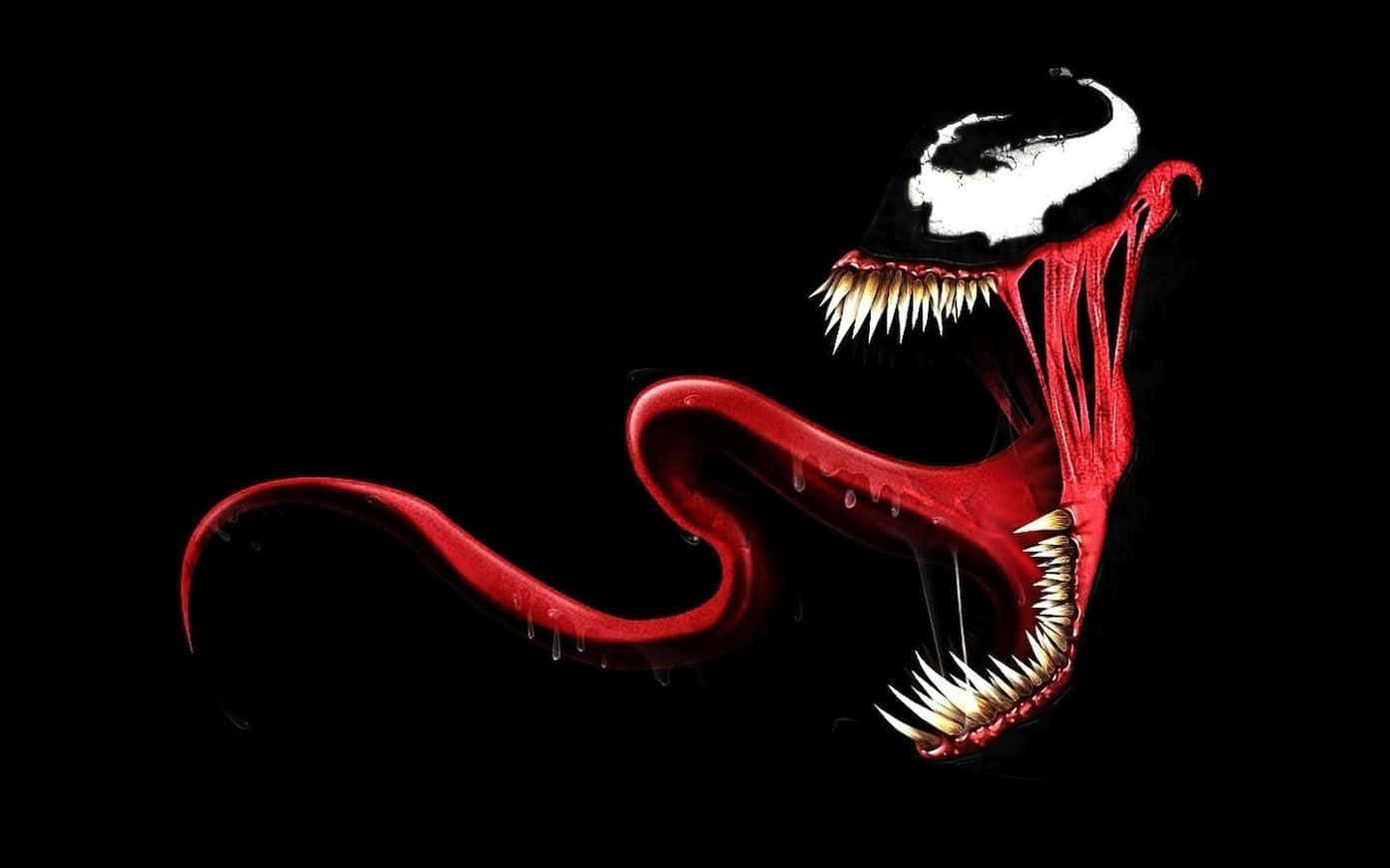 Venom's Mouth Is Open And Red Background