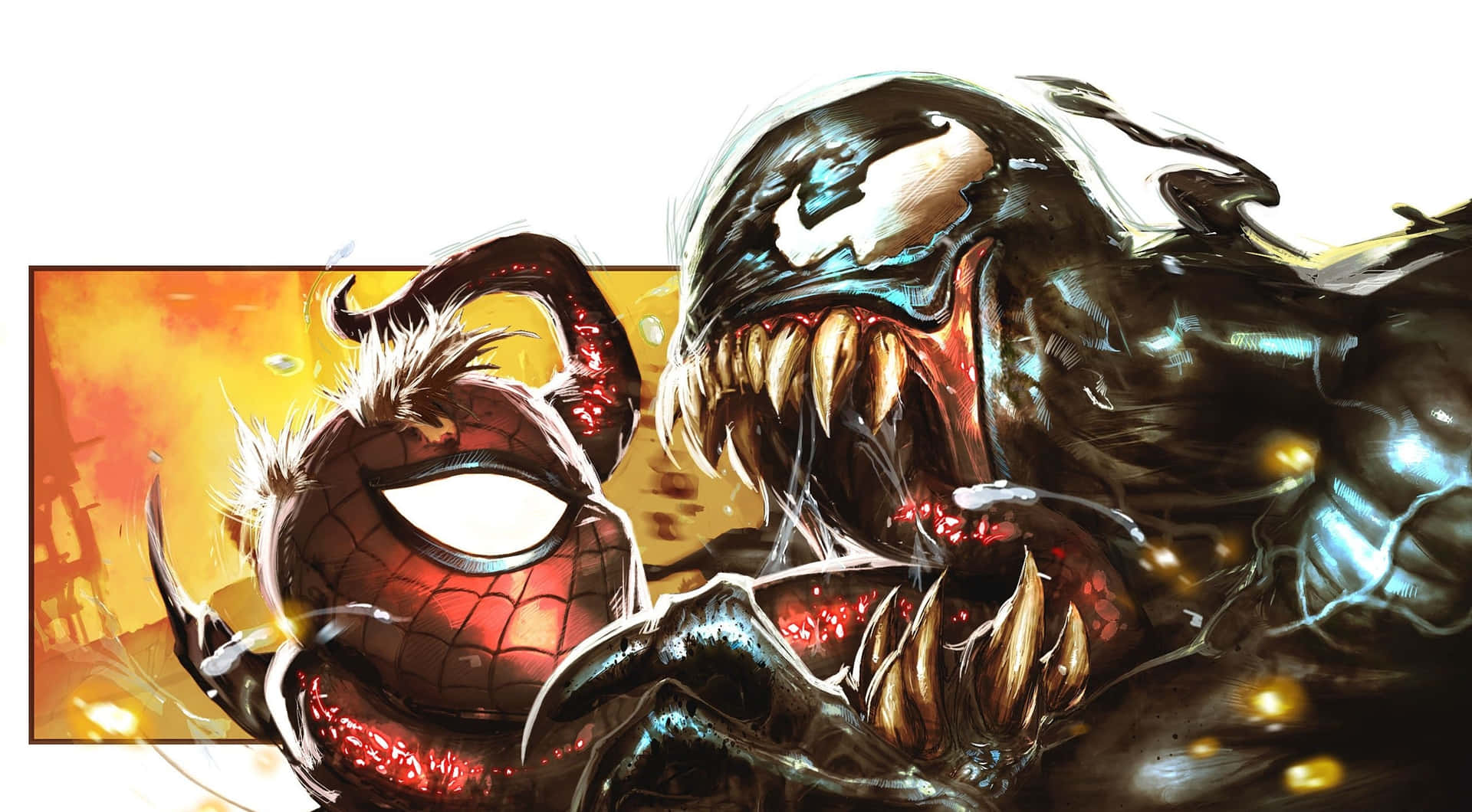 Venom Spider Man Stands Ready For Battle Background