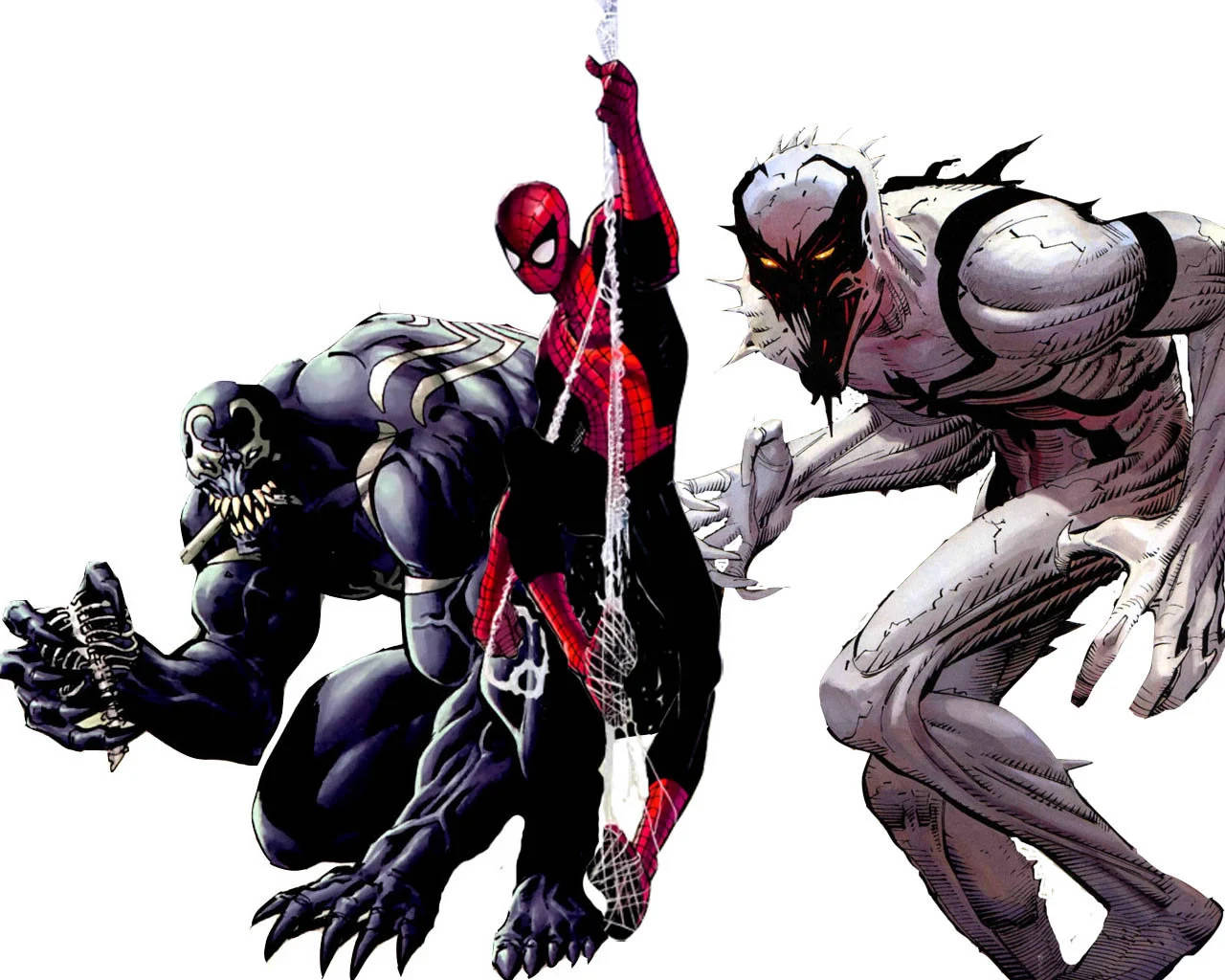 Venom, Spiderman, Anti-venom In White Background