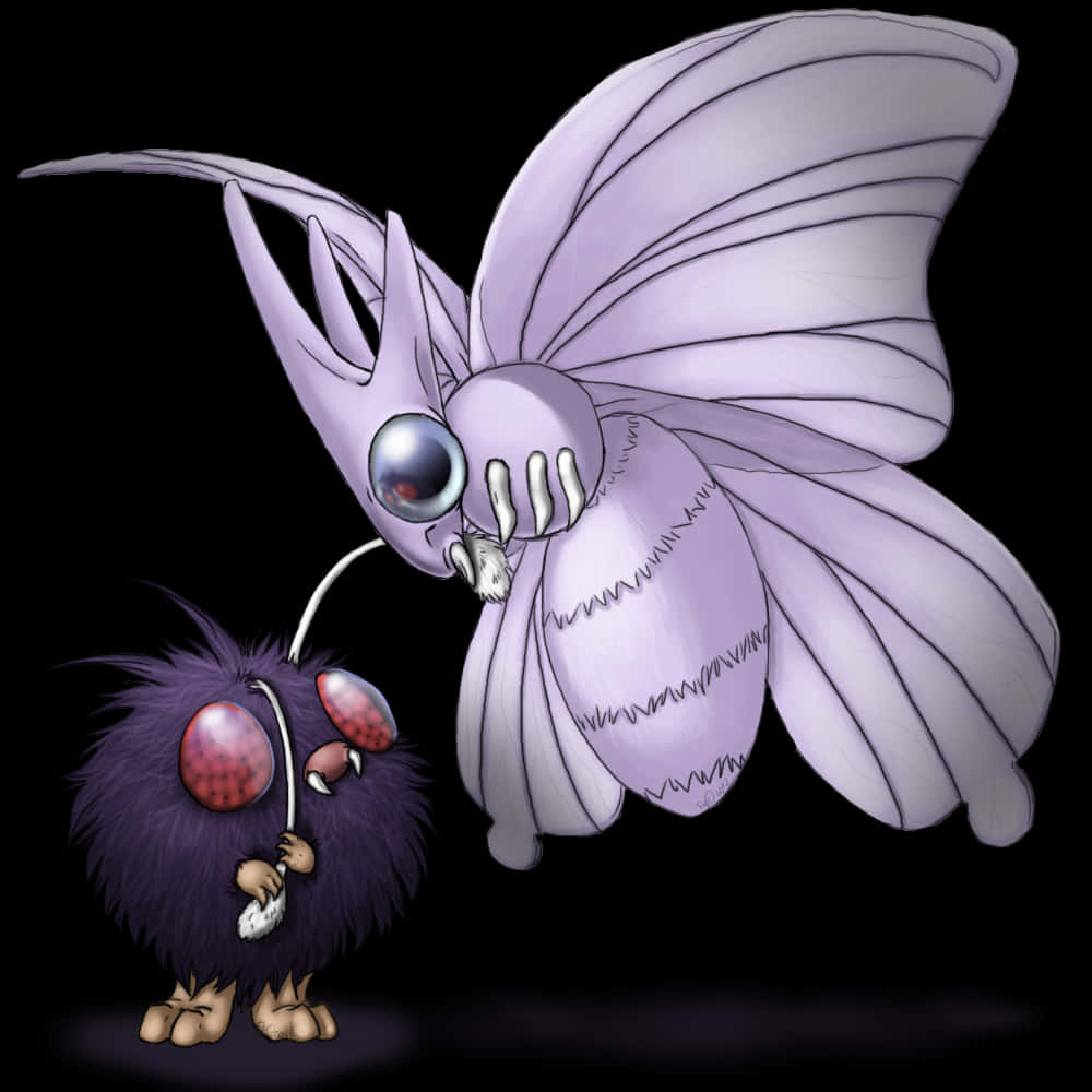Venomoth Looking At Venonat Background