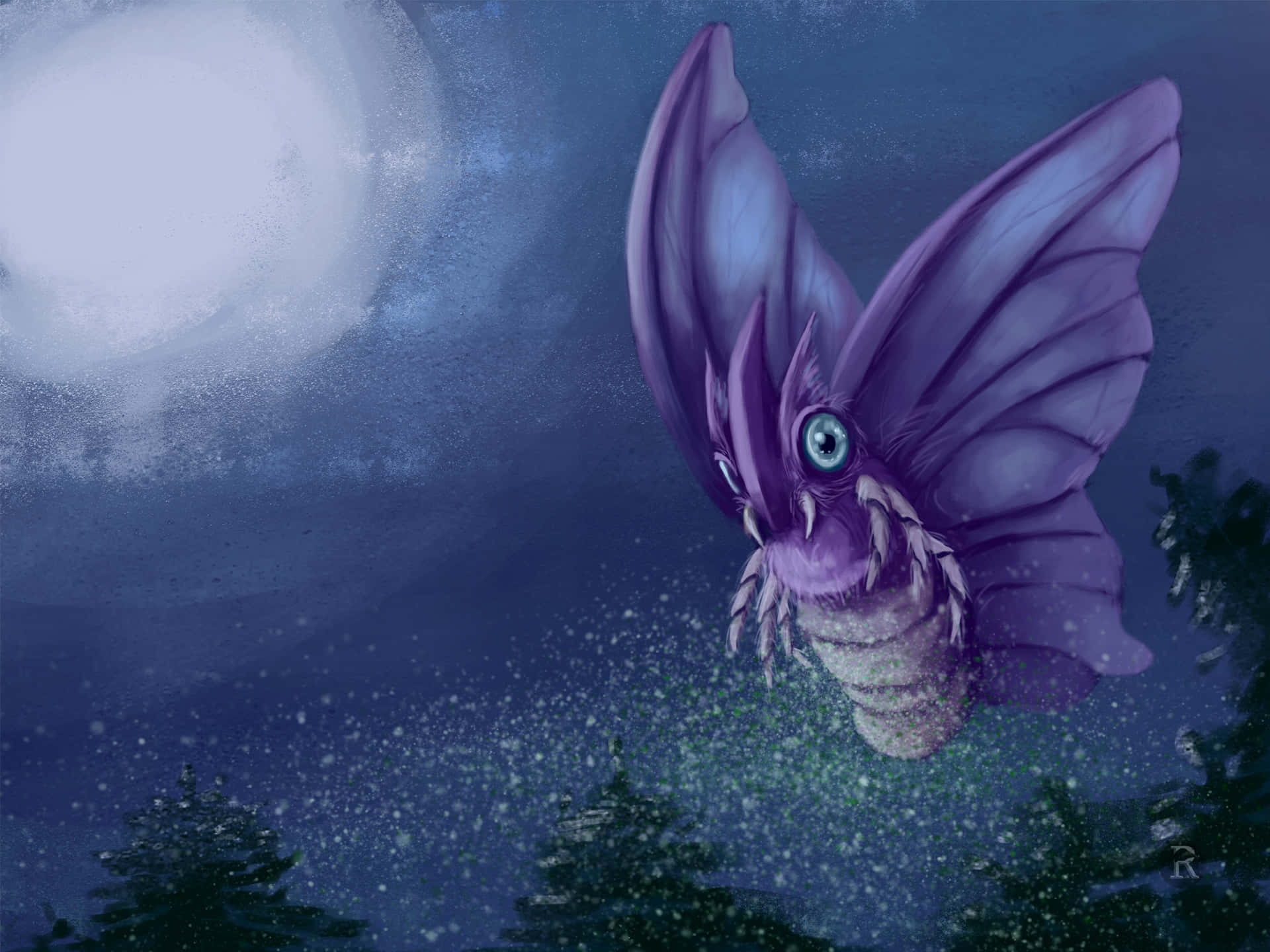 Venomoth Unleashes Its Poison Powder Background