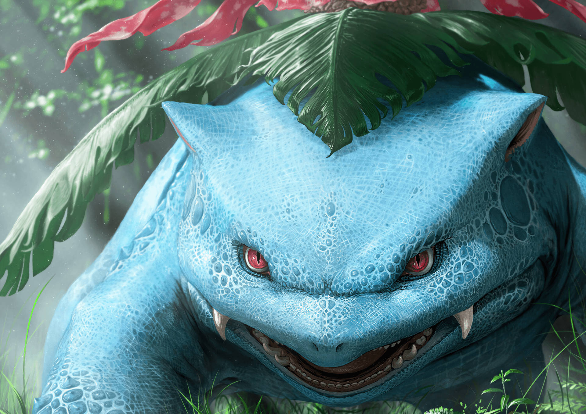 Venusaur As Realistic Reptilian Background