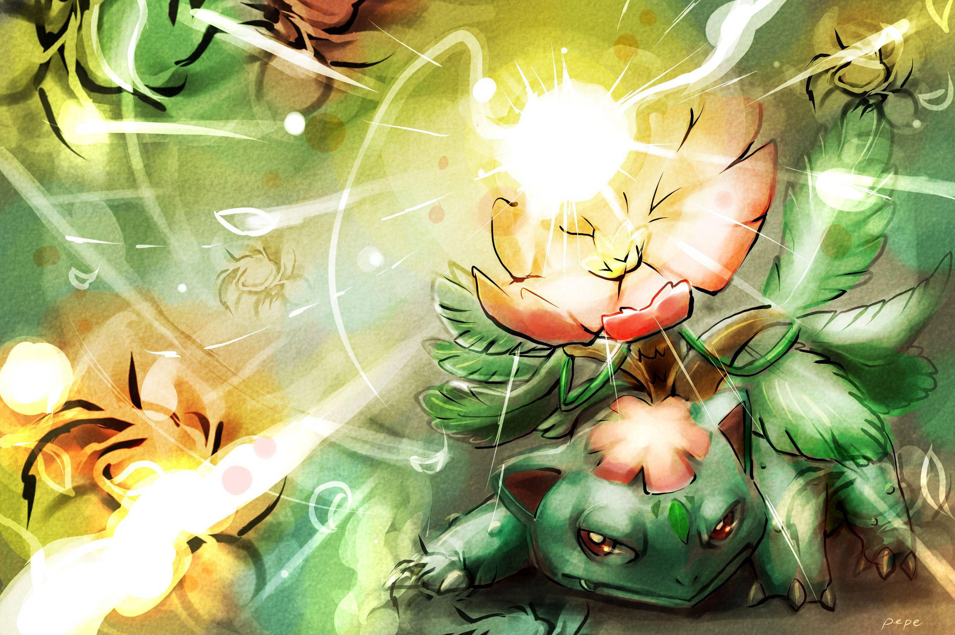 Venusaur Ivysaur Solar Beam Artwork Background