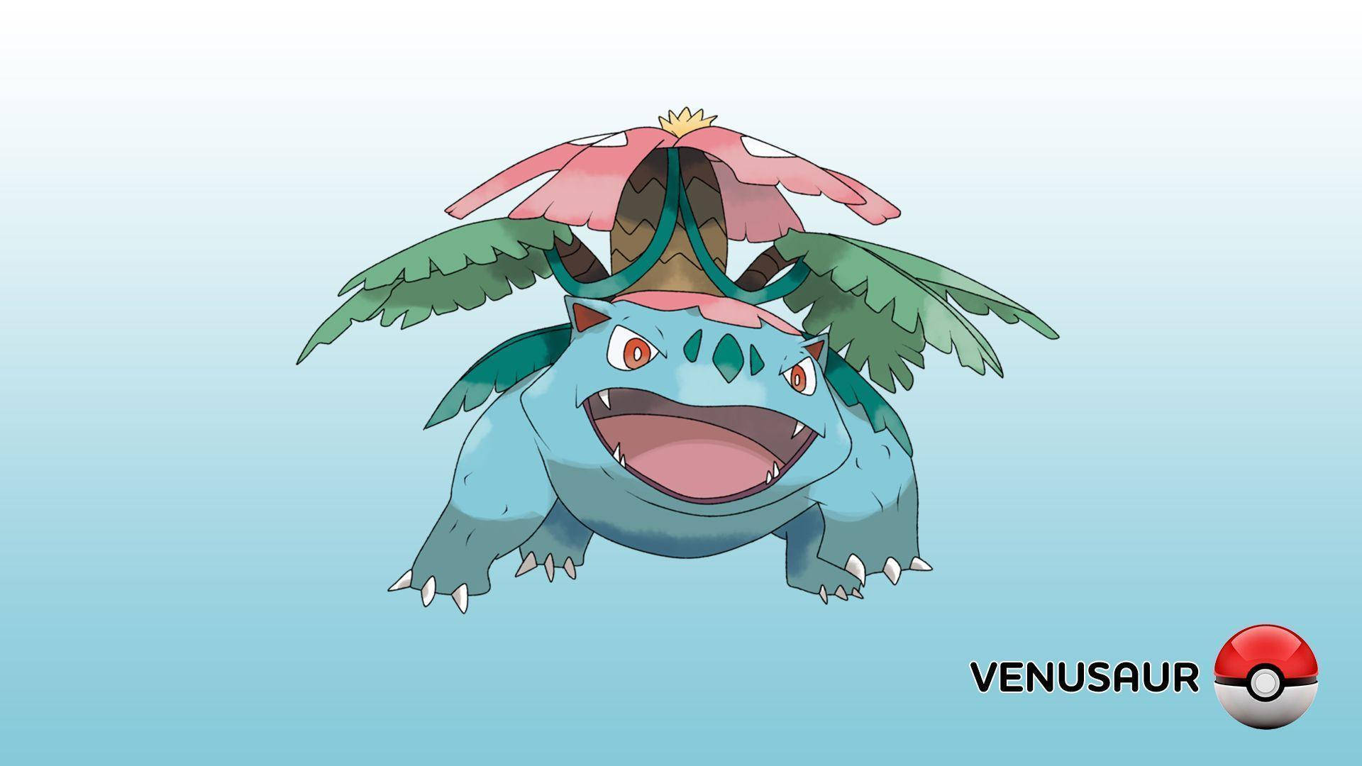 Venusaur Mega Blue White Background