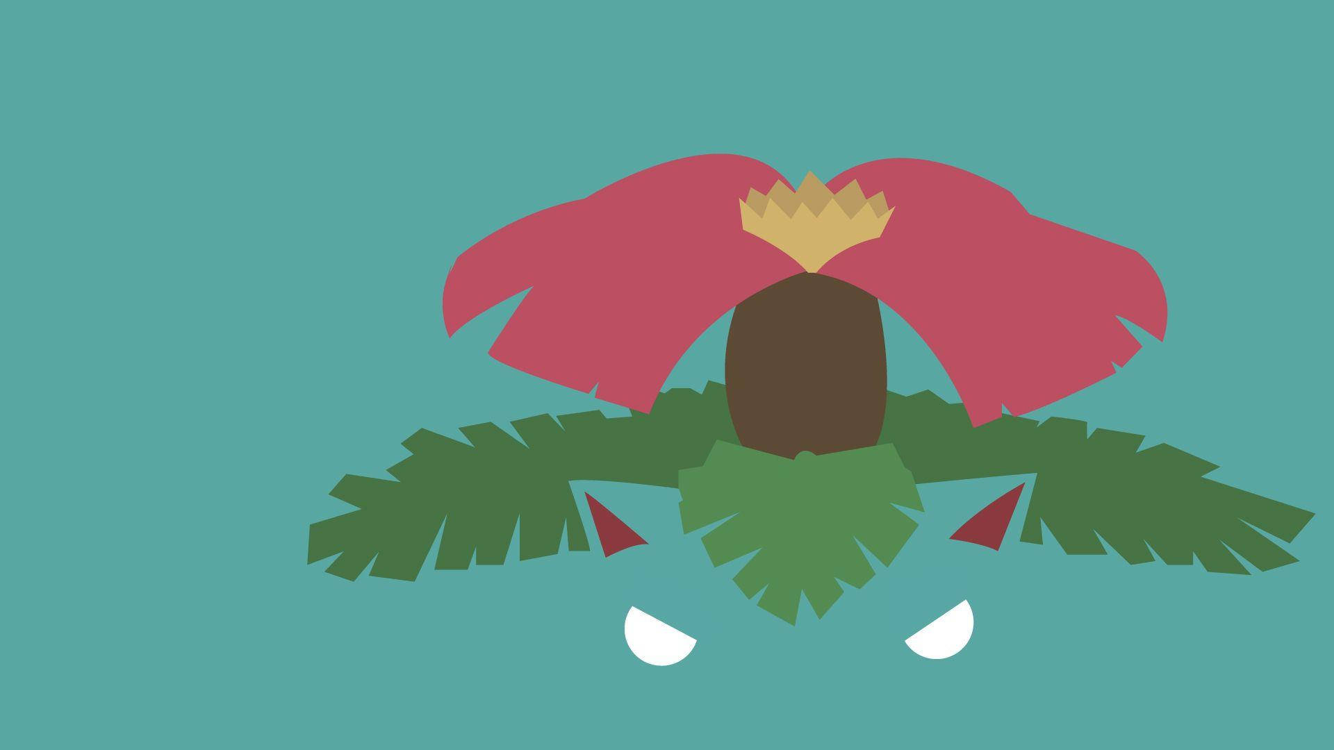 Venusaur Outline Blue Green Background Background