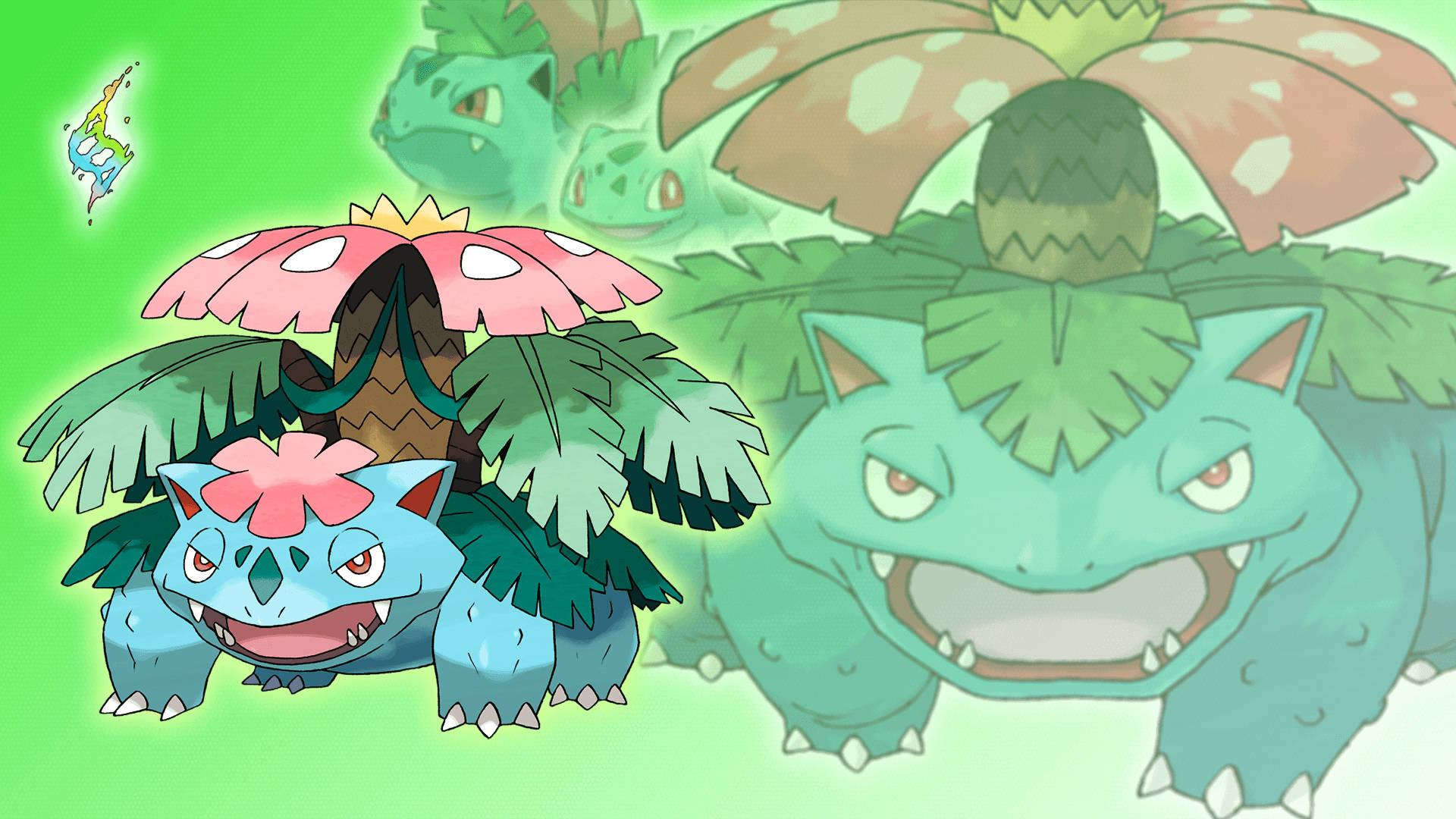 Venusaur Regular Mega Green Aesthetic Background