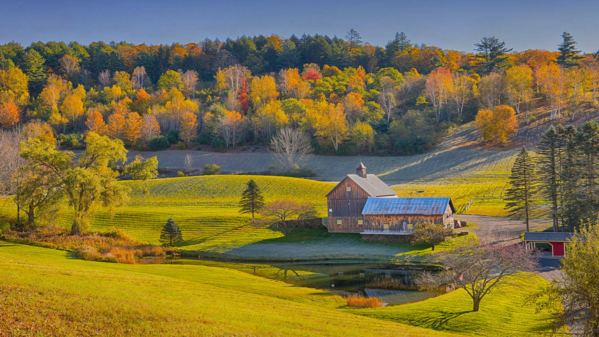 Vermont Autumn Landscape Background