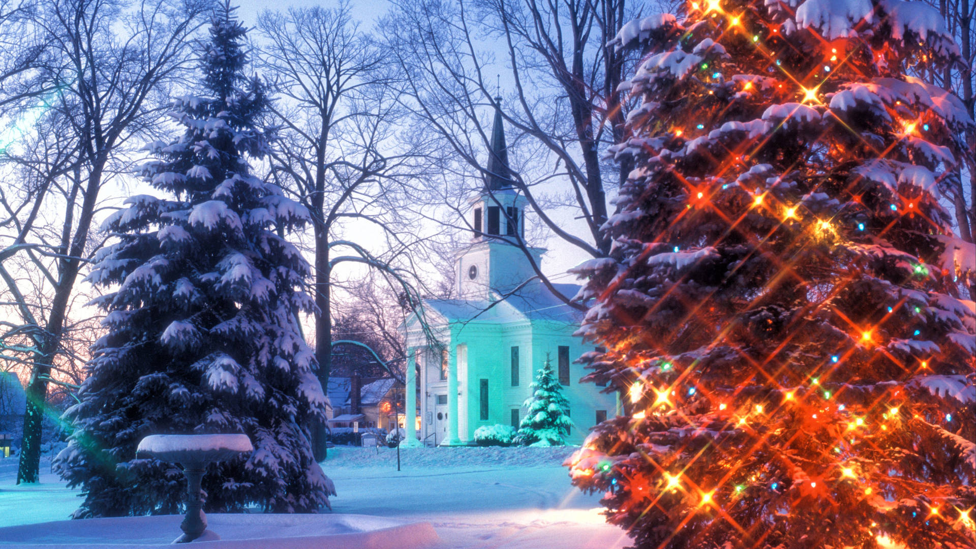Vermont Church Christmas Background