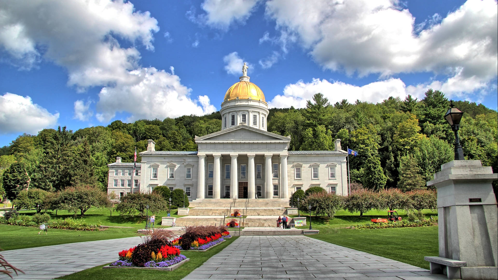 Vermont State House In Summer Background