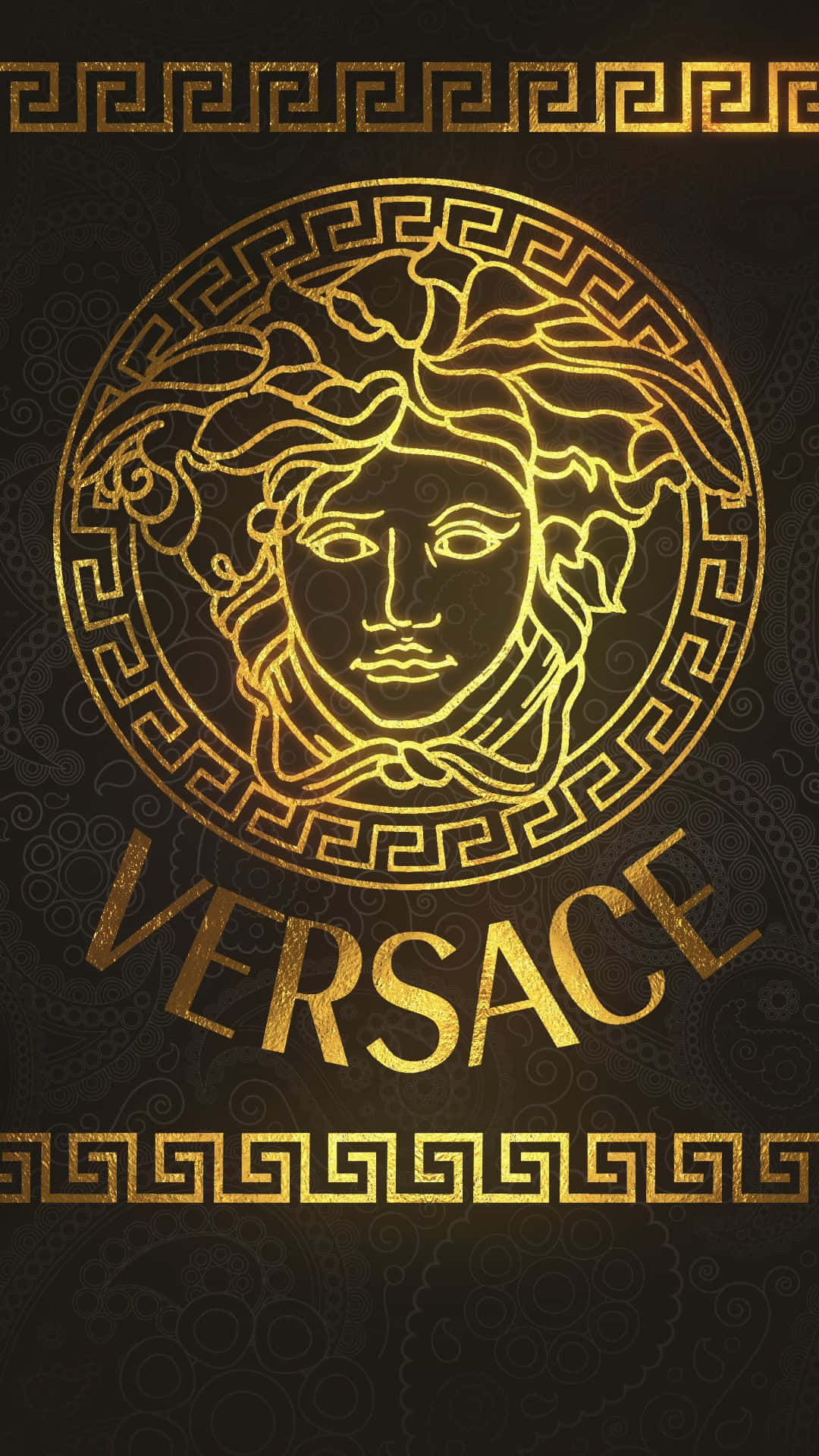 Versace Iphone Gold Logo Brown Background