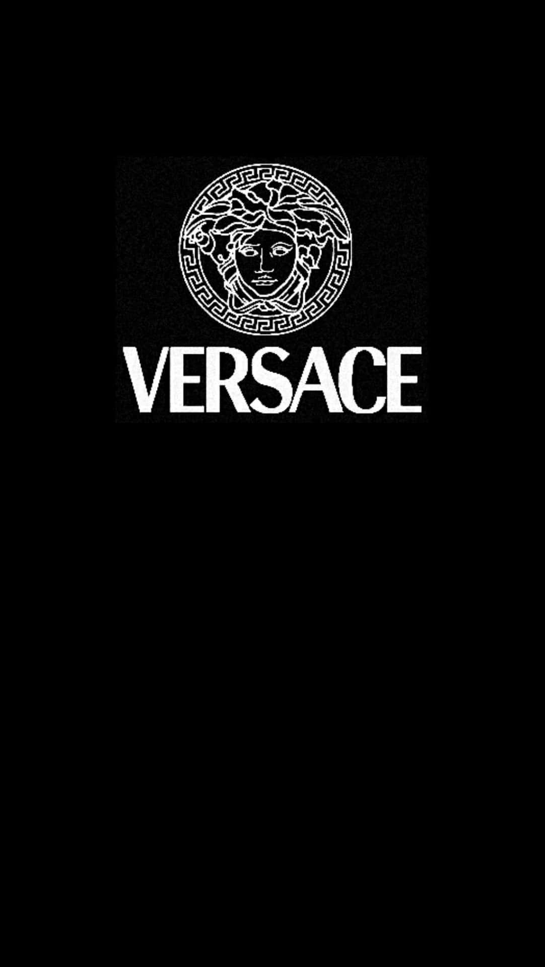 Versace Iphone White Logo Black Minimalist Background