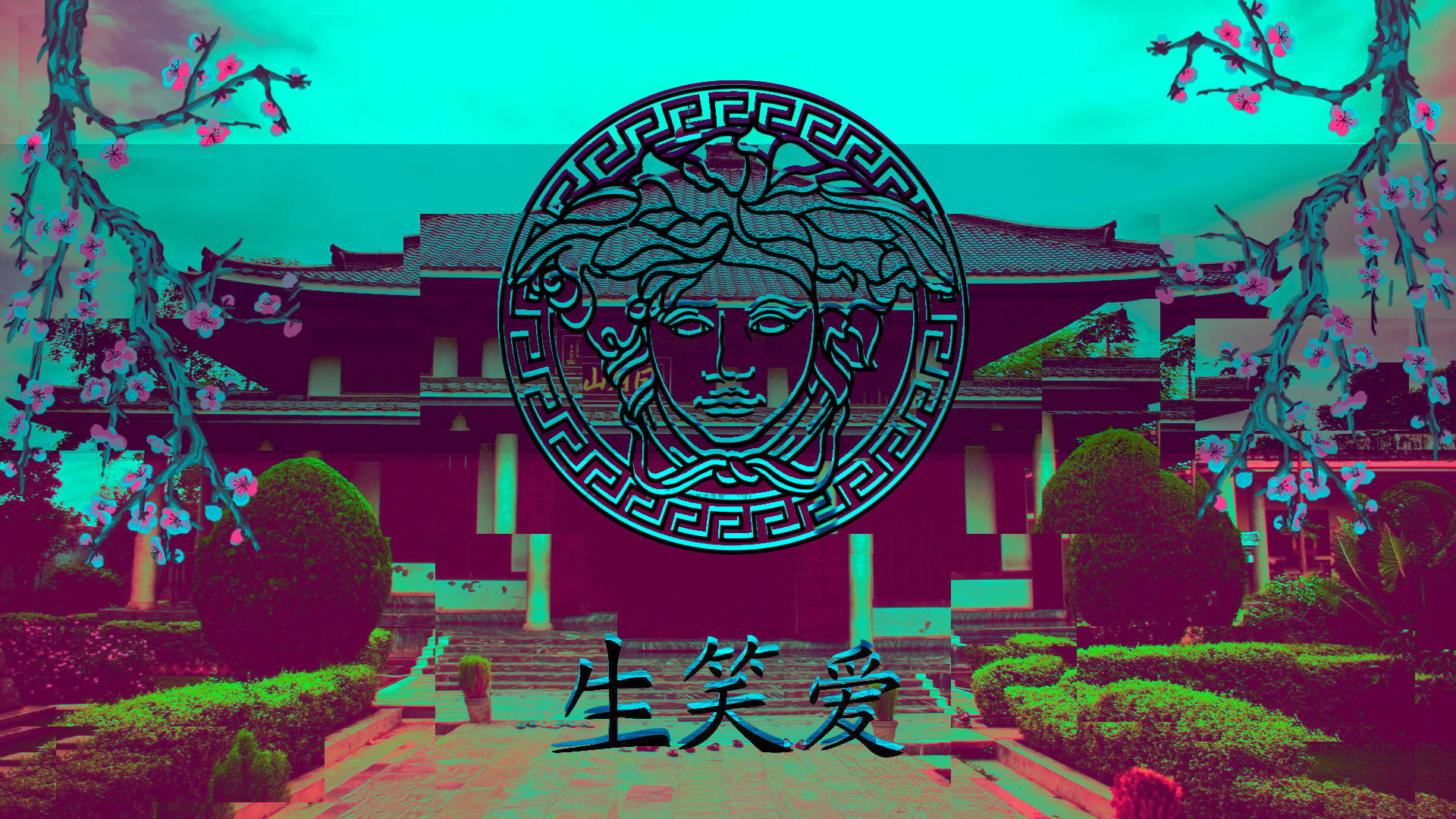 Versace Logo China Temple Background