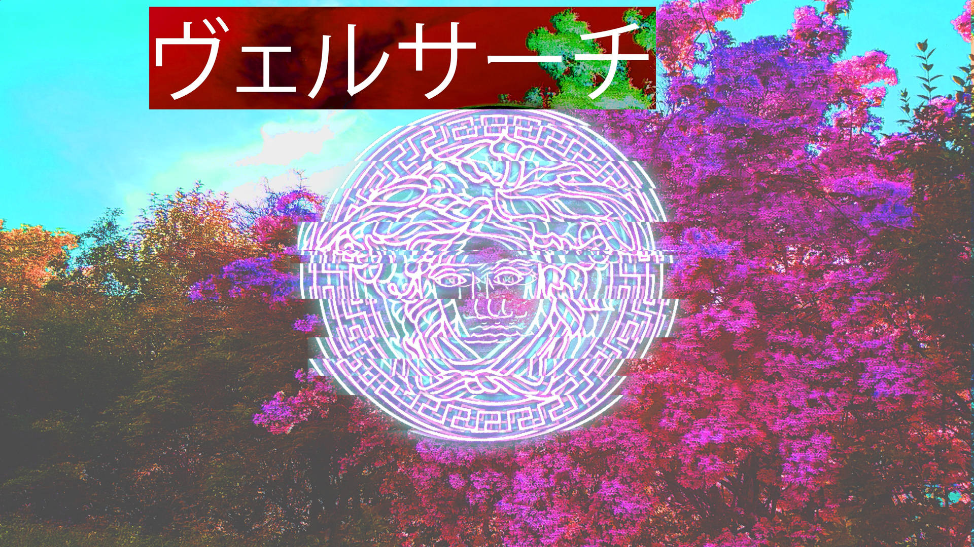 Versace Logo Glitch Art Japan Background